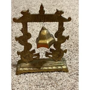 Vintage Dragonware Brass   Pagoda Japanese Bell Glo Mar Art Works Asian Chinese